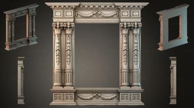 Decorative frames, framing Classic fireplace mantel with Corinthian capitals and garlands 3d model