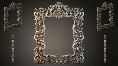 Decorative frames, framing A set of architectural elements: an ornate mirror frame, square ornamented corners and carved balustrades 3d model