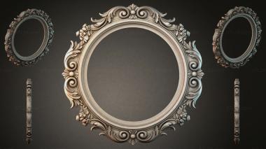 Decorative frames, framing Round mirror frame with volutes and floral ornament 3d model