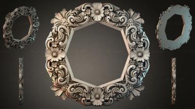 Decorative frames, framing Round frame with swirls and flowers 3d model