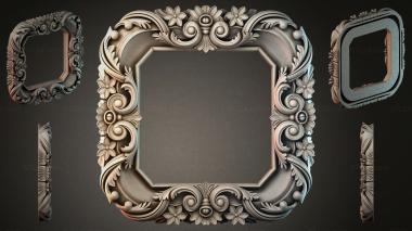 Decorative frames, framing Square frame with swirls, flowers and foliage patterns 3d model