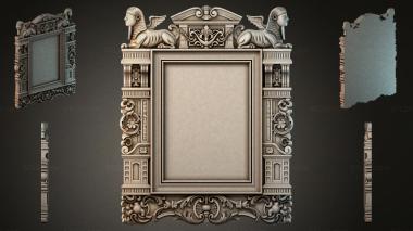 Decorative frames, framing Egyptian fireplace screen with winged sphinxes and uraeus 3d model
