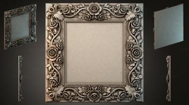 Decorative frames, framing Square frame with roses and leaves for CNC 3d model