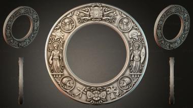 Decorative frames, framing Round ornamental frame with figures of saints and archangels 3d model