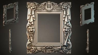 Decorative frames, framing Carved frame with theatrical masks and a lyre 3d model