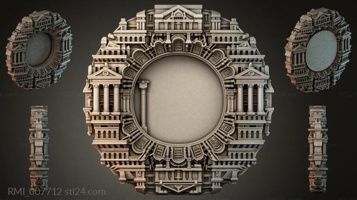 Decorative round medallion with classical columns and architectural elements 3d STL model