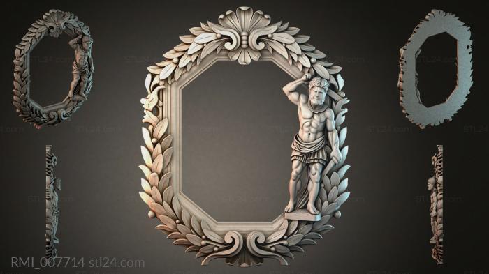 Mirror with Hercules in foliage and plant ornament 3d STL model