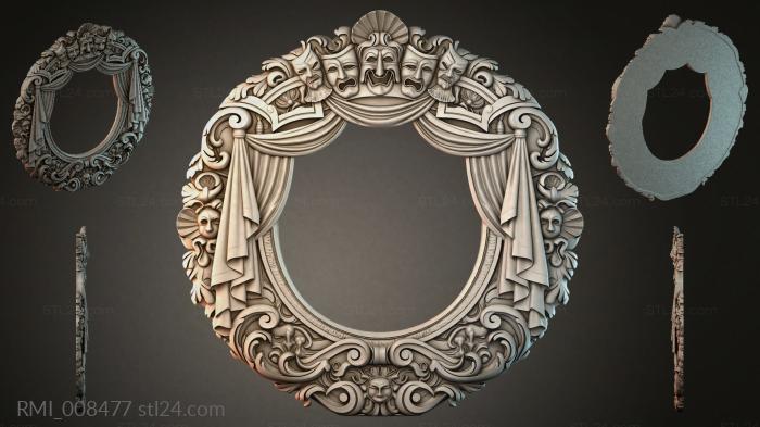Round ornamental frame with theatrical masks and drapery 3d STL model