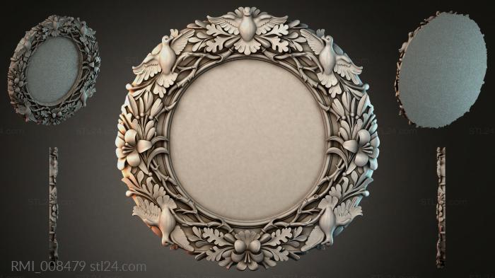 Round frame with wings and floral ornament 3d STL model