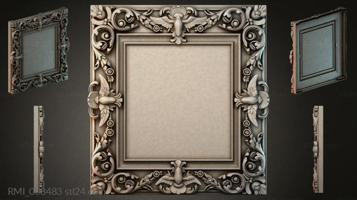 Decorative frames, framing (Decorative square frame with angels and acanthus, RMI_008483) 3D models for cnc
