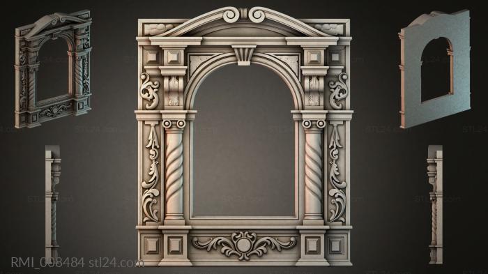 Classic arched portal with Corinthian columns and decorative pediment 3d STL model
