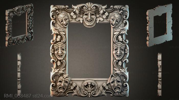 Theatrical frame with comedy and tragedy masks 3d STL model