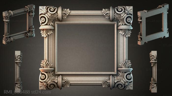 Classic rectangular molding with corner baskets and spiral rosettes 3d STL model