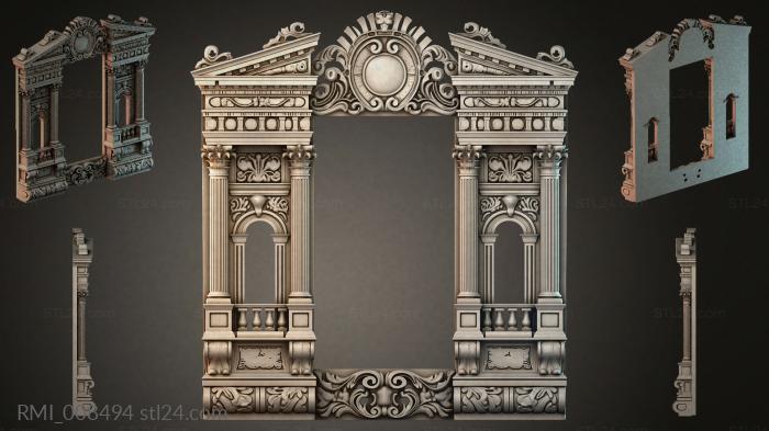 Classic portal with columns and ornamental pediment 3d STL model