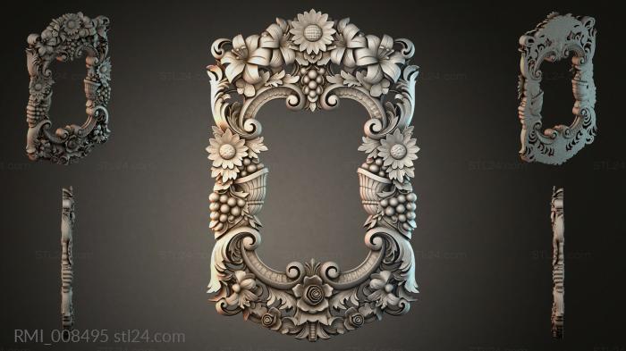 Decorative frame with flowers and grapes in Baroque style 3d STL model