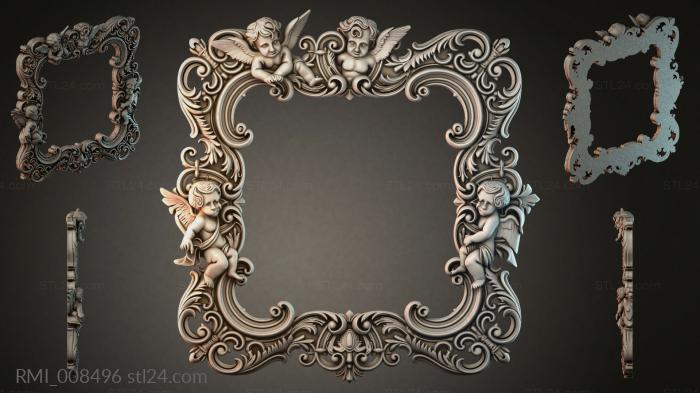 Baroque frame with putti and scrolls for CNC 3d STL model