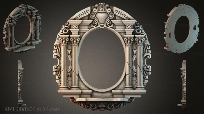 Oval mirror frame with columns and acanthus scrolls 3d STL model