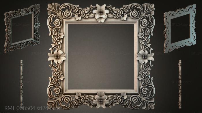 Carved frame with floral ornament and scrolls 3d STL model