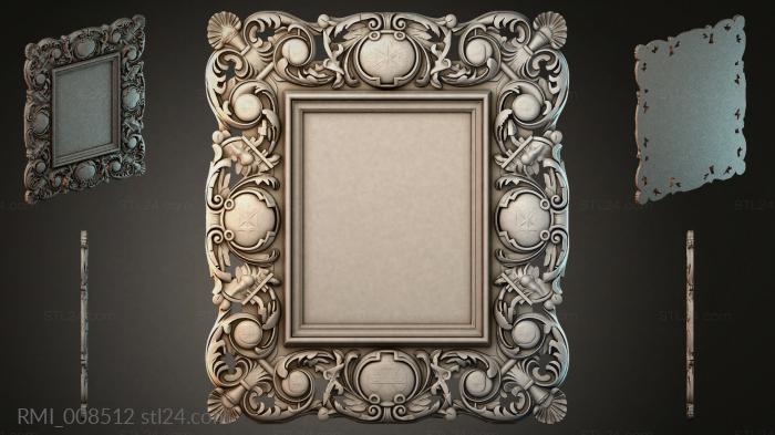 Lush square baguette with putti and curls 3d STL model