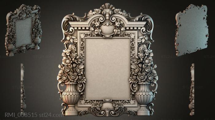 Mirror with roses and curls in baroque style 3d STL model