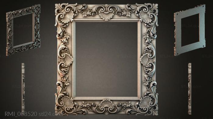 Decorative frame with lush curls and shells for a mirror or panel 3d STL model