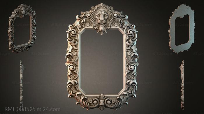 Decorative mirror frame with lion head and swirls 3d STL model
