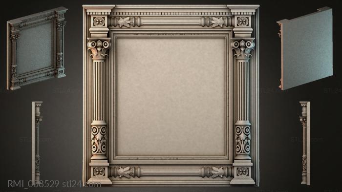 Classic fireplace mantel with Corinthian columns and rosettes 3d STL model