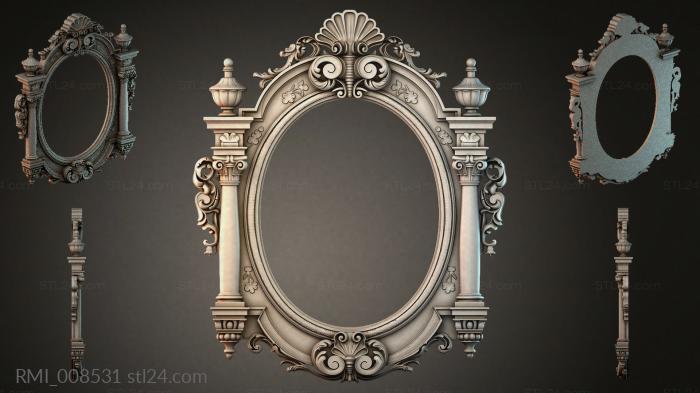 Oval mirror with columns and sink 3d STL model