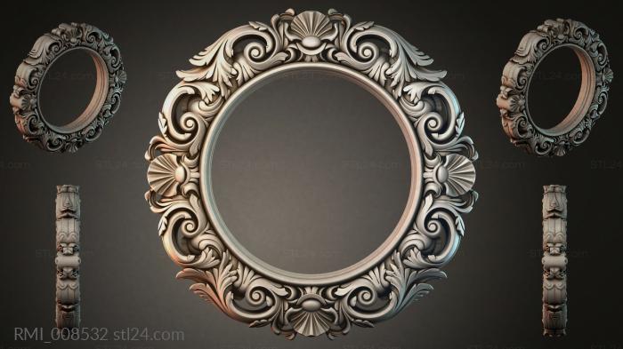 Round mirror with monograms and curls 3d STL model