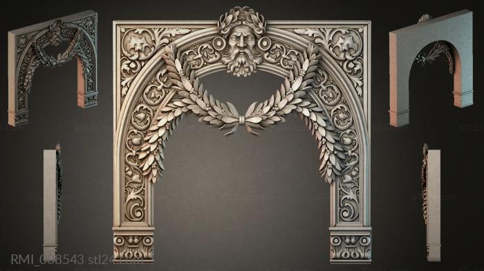 Architectural portal with classical ornamentation and a bearded mask 3d STL model