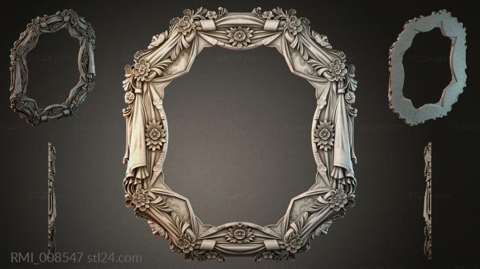 Decorative frame with flower garlands and drapery 3d STL model