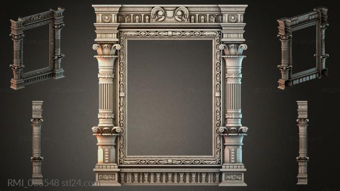 Classical architectural portal with Corinthian capitals and ornamental entablature 3d STL model