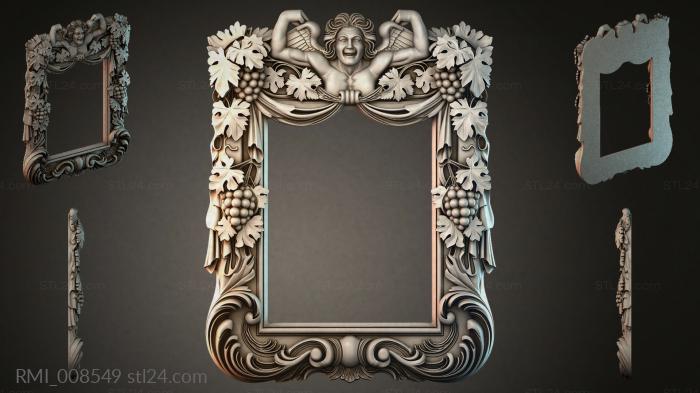 Baroque mirror with putto and grapes 3d STL model