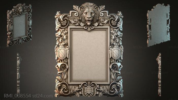 Luxury mirror with lion head and acanthus 3d STL model