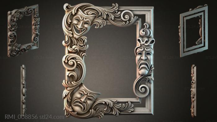 Decorative frames, framing (Theatrical frame with masks and acanthus, RMI_008856) 3D models for cnc