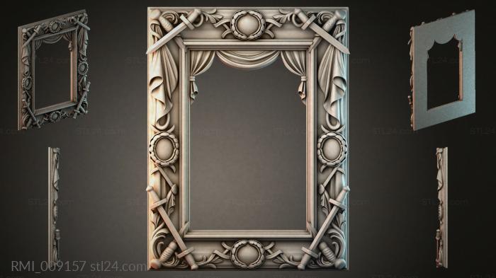 Decorative frames, framing (Classic rectangular portal with drapery and medallions, RMI_009157) 3D models for cnc