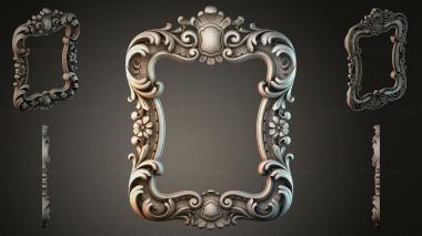 Decorative frames, framing Mirror frame with volutes and floral rosettes 3d model
