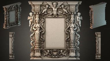 Decorative frames, framing Rectangular frame with mermaids and angels 3d model