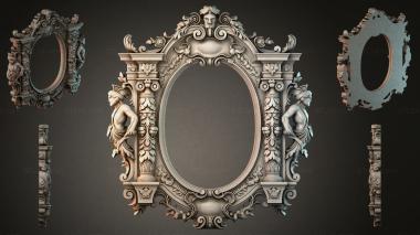 Decorative frames, framing Oval mirror with caryatids and rosettes 3d model