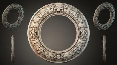 Decorative frames, framing Round frame with putti and floral ornament 3d model