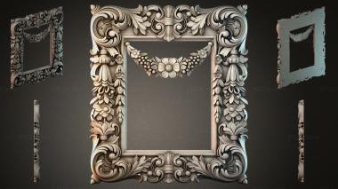 Decorative frames, framing Carved frame with floral garlands and scrolls 3d model