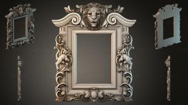 Decorative frames, framing Mirror with a winged lion and putti in the Baroque style 3d model