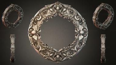 Decorative frames, framing Oval frame with mascarons and floral carvings 3d model