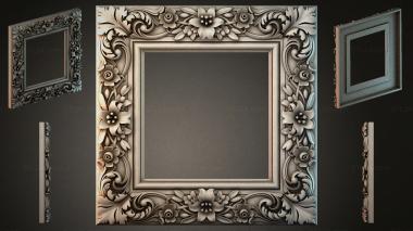 Decorative frames, framing Square frame with floral and swirl patterns 3d model