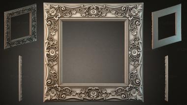 Decorative frames, framing Carved frame with scrolls and floral rosettes 3d model
