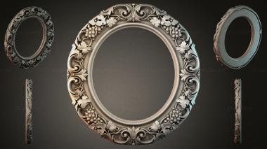 Decorative frames, framing Oval frame with grapes and scrolls 3d model
