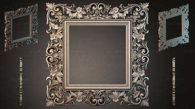 Decorative frames, framing Carved frame with swirls and floral elements 3d model