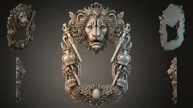 Decorative frames, framing Coat of Arms with a Lions Head and Scepters for CNC 3d model