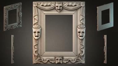 Decorative frames, framing Theatrical frame with masks and drapery for CNC 3d model