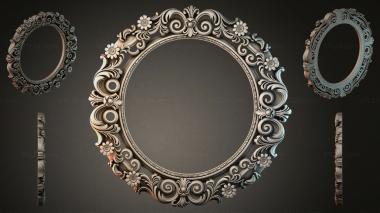 Decorative frames, framing Oval mirror with floral ornament and swirls 3d model